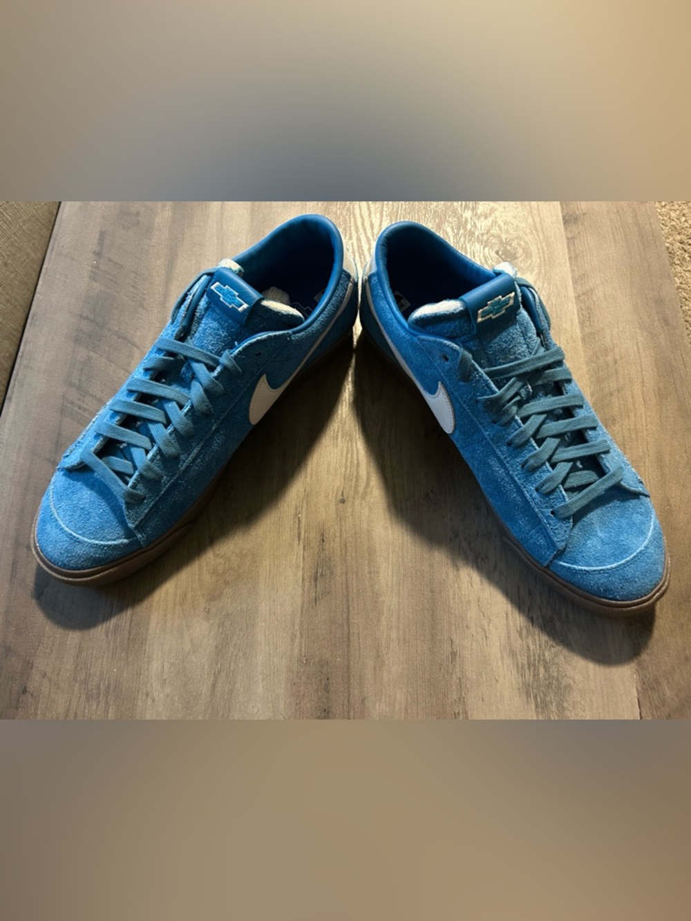 Nike Low-Top Suede Sneakers in Bright Blue with White Swoosh
